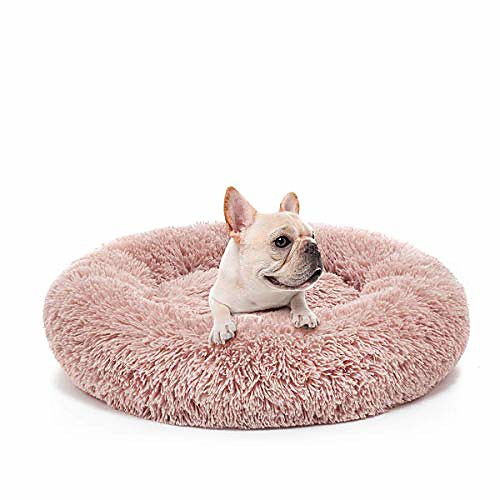 

dog bed anti-anxiety calming pet beds plush donut round cuddler cushion,washable,23.6''