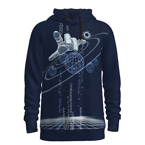 

Men's Pullover Hoodie Sweatshirt Graphic 3D Hooded Daily 3D Print Basic Hoodies Sweatshirts Long Sleeve Navy Blue