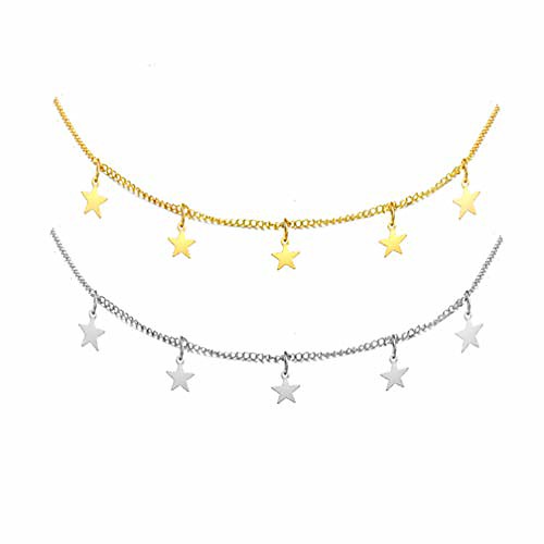 

star choker necklace gold star necklace set for women choker necklace gift (3: 2pcs set)