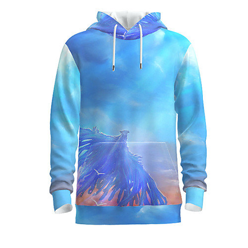 

Men's Pullover Hoodie Sweatshirt Graphic Animal Hooded Daily 3D Print Basic Hoodies Sweatshirts Long Sleeve Blue
