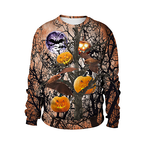 

Women's Pullover Sweatshirt Print Oversized Daily 3D Print Halloween Hoodies Sweatshirts Loose Brown