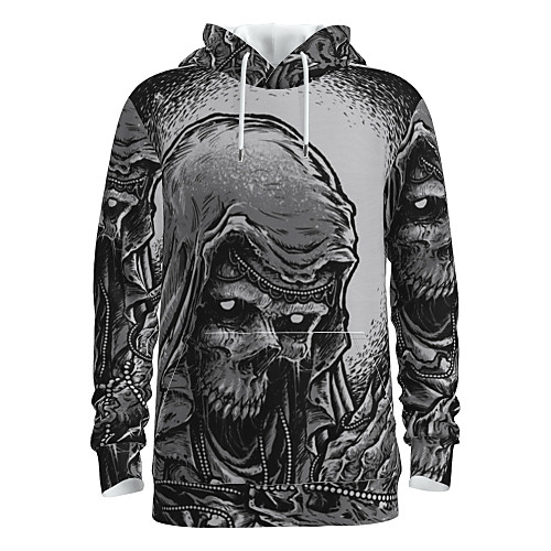 

Men's Pullover Hoodie Sweatshirt Skull Hooded Halloween 3D Print Basic Hoodies Sweatshirts Long Sleeve Gray