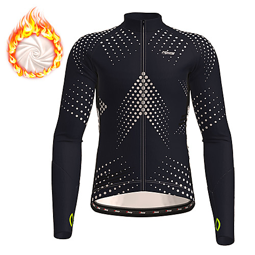 

21Grams Men's Long Sleeve Cycling Jersey Winter Fleece Polyester Black Gradient Geometic Bike Jersey Top Mountain Bike MTB Road Bike Cycling Thermal Warm Fleece Lining Warm Sports Clothing Apparel