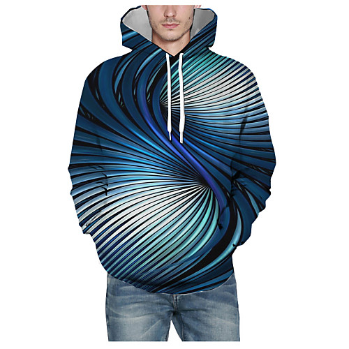 

Men's Pullover Hoodie Sweatshirt Print Graphic 3D Hooded Daily 3D Print Basic Hoodies Sweatshirts Long Sleeve Blue