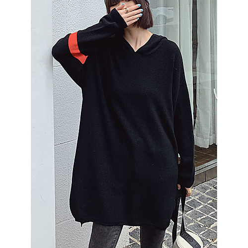 

Women's Pullover Hoodie Sweatshirt Plain Striped Solid Color Oversized V Neck Daily Sports non-printing Casual Streetwear Hoodies Sweatshirts Loose Royal Blue Black