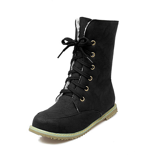 

Women's Boots Flat Heel Round Toe Booties Ankle Boots Basic Casual Daily Walking Shoes PU Solid Colored Black Blue Pink / Booties / Ankle Boots