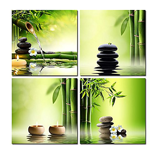 

4 Panel Wall Art Canvas Prints Painting Artwork Picture Zen Rock Beach Landscape Home Decoration Décor Rolled Canvas No Frame Unframed Unstretched