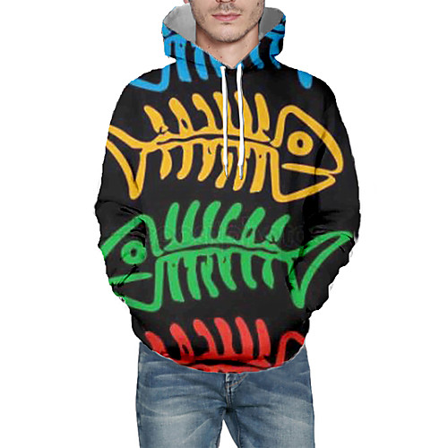 

Men's Pullover Hoodie Sweatshirt Graphic Animal Hooded Daily 3D Print Basic Hoodies Sweatshirts Long Sleeve Black