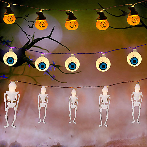 

Halloween Lights Pumpkin String Lights Spider Ghost Eyeball Skeleton Palm Festival Party Holiday Halloween Decoration Supply LED Toys without Battery