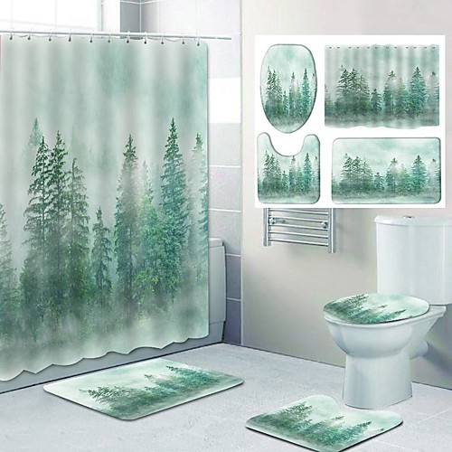 

Fresh Pattern PrintingBathroom Shower Curtain Leisure Toilet Four-Piece Design