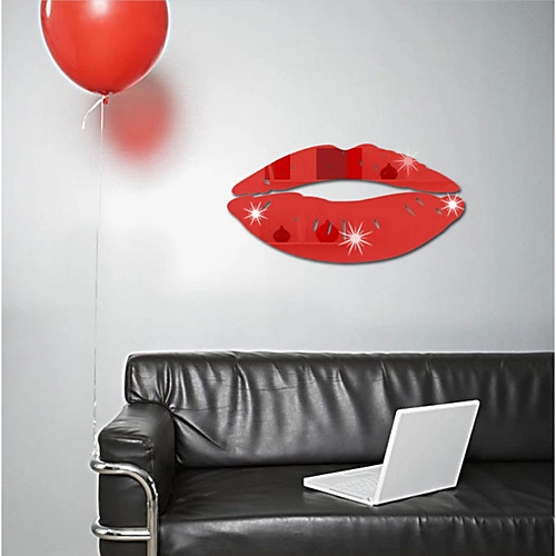 

Red Lips 3D Mirror Wall Stickers Home Decor Art Decal Wall Stickers for Kids Room Living Room Decorating Mural Decoration 2513cm