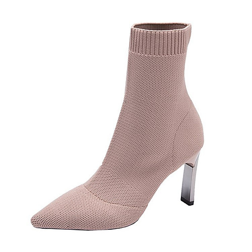 

Women's Boots Chunky Heel Pointed Toe Booties Ankle Boots Basic Casual Daily Walking Shoes Suede Solid Colored Black Pink / Mid-Calf Boots