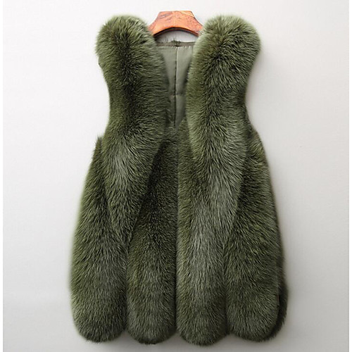 

Women's Faux Fur Coat Daily Fall & Winter Regular Coat V Neck Regular Fit Basic Jacket Sleeveless Solid Colored Oversized Purple Blushing Pink