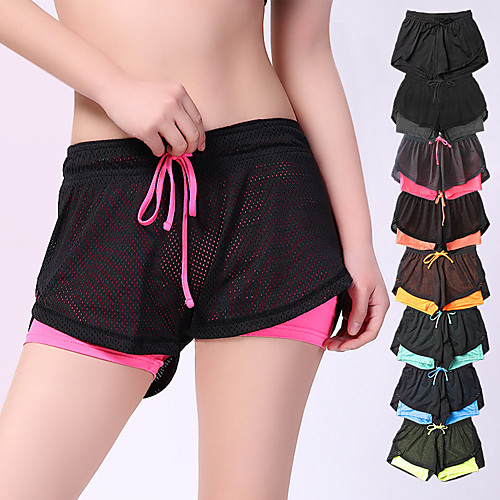 

Women's Running Shorts Athletic Bottoms 2 in 1 Liner Drawstring Yoga Fitness Gym Workout Running Active Training Breathable Quick Dry Sweat wicking Sport Iron Gray Black Yellow Pink Orange Sky Blue