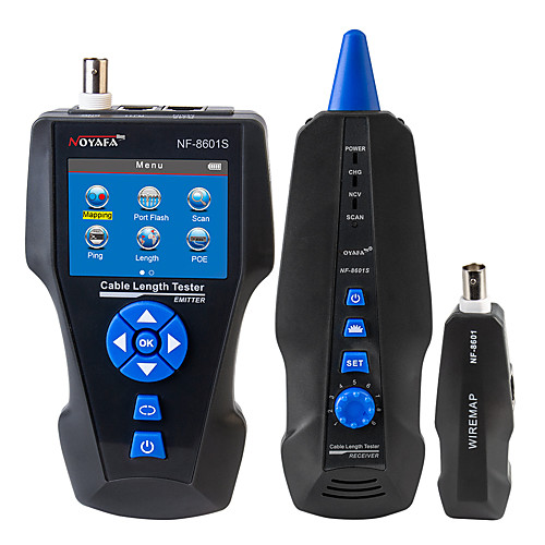 

NOYAFA® NF-8601S TDR LAN Ethernet Cable Tester Diagnose Tone Tracer for RJ45, RJ11, BNC, PING/POE Cable Tester / Network Analyzer 50~1000 m Smart