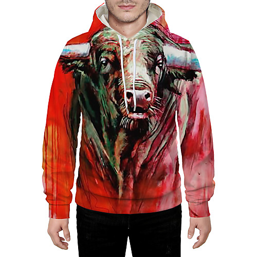 

Men's Pullover Hoodie Sweatshirt Graphic 3D Animal Hooded Daily 3D Print Basic Hoodies Sweatshirts Long Sleeve Red