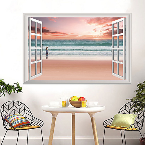 

Landscape Pink Beaches Seascapes Wall Stickers 3D Wall Stickers Decorative Wall Stickers PVC Home Decoration Wall Decal Wall Decoration 1pc 7050cm
