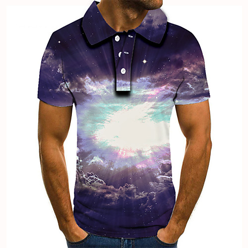 

Men's Golf Shirt Tennis Shirt 3D Print Graphic Print Short Sleeve Daily Tops Basic Purple