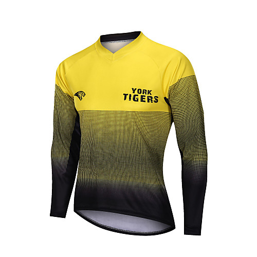 

YORK TIGERS Men's Long Sleeve Cycling Jersey Downhill Jersey Black / Yellow Patchwork Bike Tee Tshirt Quick Dry Breathable Reflective Strips Sports Clothing Apparel / Advanced / Micro-elastic