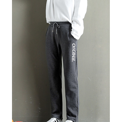 

Women's Basic Sports Daily Chinos Sweatpants Pants Letter Full Length Drawstring Black Blue Gray