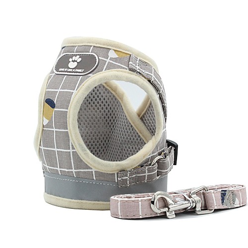 

Dog Cat Harness Leash Portable Vest Anti Lost Outdoor Plaid / Check Footprint / Paw Polyester Husky Labrador Alaskan Malamute Golden Retriever Border Collie Shiba Inu Pink Khaki Gray 1 set