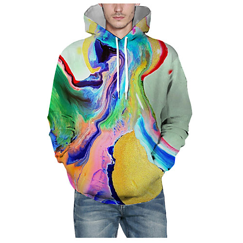 

Men's Pullover Hoodie Sweatshirt Graphic 3D Hooded Daily 3D Print Basic Hoodies Sweatshirts Long Sleeve Rainbow