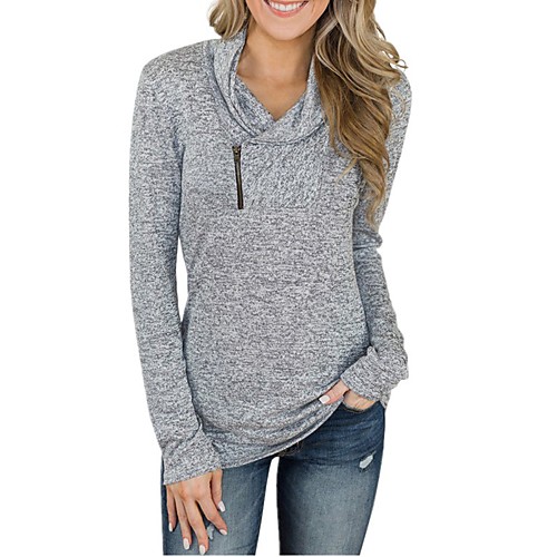 

Women's Pullover Sweatshirt Plain Solid Color Quarter Zip Daily non-printing Basic Hoodies Sweatshirts Blue Gray Black
