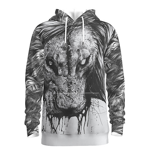 

Men's Pullover Hoodie Sweatshirt Graphic 3D Hooded Daily 3D Print Basic Hoodies Sweatshirts Long Sleeve Gray