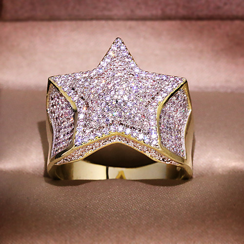 

Band Ring AAA Cubic Zirconia Geometrical Gold Brass Star Statement Trendy 1pc 5 6 7 8 9 / Men's