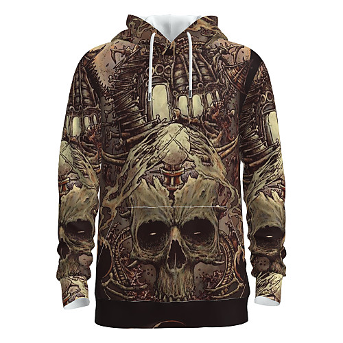

Men's Pullover Hoodie Sweatshirt Skull Hooded Halloween 3D Print Basic Halloween Hoodies Sweatshirts Long Sleeve Gold