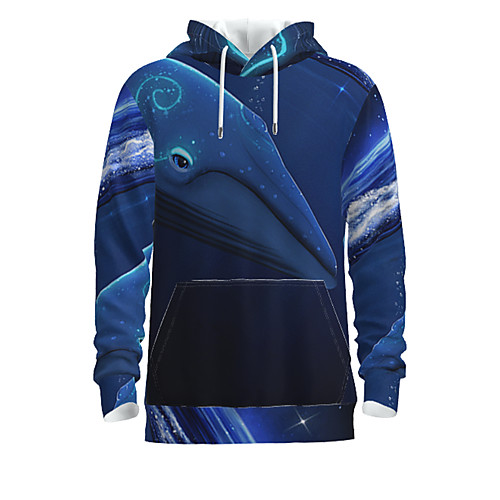 

Men's Pullover Hoodie Sweatshirt Graphic Animal Hooded Daily 3D Print Basic Hoodies Sweatshirts Long Sleeve Blue