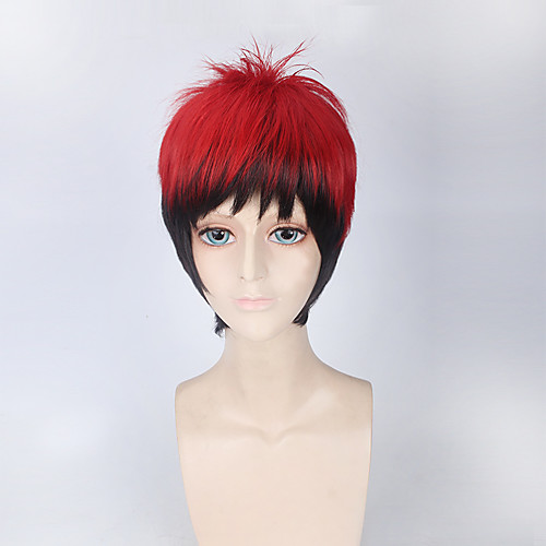 

Kuroko no Basket Kagami Taiga Cosplay Wigs Men's Layered Haircut 12 inch Heat Resistant Fiber Curly Two Tone Teen Anime Wig