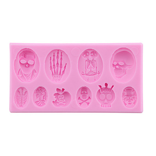 

Halloween Party Halloween Silicone Baking Mold Skeleton Skull Zombie Witch Decoration Fondant Cake DIY Chocolate Mold