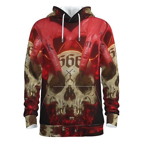 

Men's Pullover Hoodie Sweatshirt Skull Hooded Halloween 3D Print Basic Halloween Hoodies Sweatshirts Long Sleeve Red