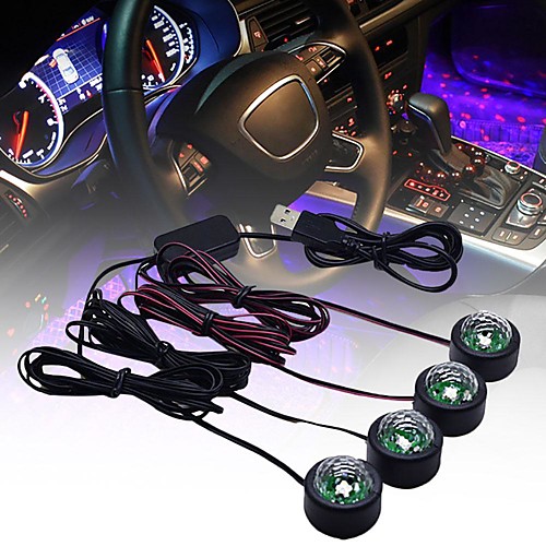 

4 In 1 Voice Control Car LED Atmosphere Lights Colorful RGB Interior Floor Foot Lights Universal Auto USB Decorative Ambient Lamp Car Styling Light Decorative Ambient Lighting