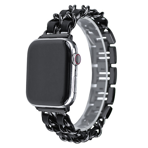 

Smart Watch Band for Apple iWatch 1 pcs Business Band Stainless Steel Quilted PU Leather PU Leather Replacement Wrist Strap for Apple Watch Series SE / 6/5/4/3/2/1 38mm 40mm 42mm 44mm