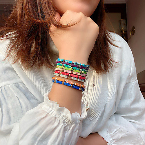 

Women's Bead Bracelet Friendship Bracelet Loom Bracelet Fancy Fashion Birthday Vintage Theme Stylish Ethnic Colorful Fashion Cute Resin Bracelet Jewelry Blue / Purple / Blushing Pink For Sport Date