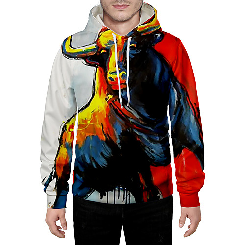 

Men's Pullover Hoodie Sweatshirt Graphic 3D Animal Hooded Daily 3D Print Basic Hoodies Sweatshirts Long Sleeve Rainbow