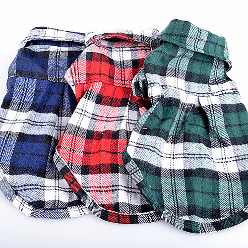 

Dog Shirt / T-Shirt Puppy Clothes Plaid / Check Casual / Daily Dog Clothes Puppy Clothes Dog Outfits Black Red Green Costume for Girl and Boy Dog Cotton XS S M L XL