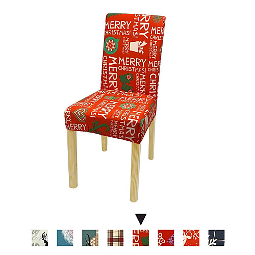 

2 Pcs Christmas Patten Print Chair Cover Strech Dining Chair Slipcover High Stretch Spandex Removable Washable Chair Seat Protector Cover for Home Party Hotel Wedding