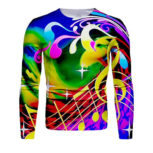 

Men's Tee T shirt 3D Print Graphic Long Sleeve Daily Tops Charm Personalized Basic Round Neck Rainbow