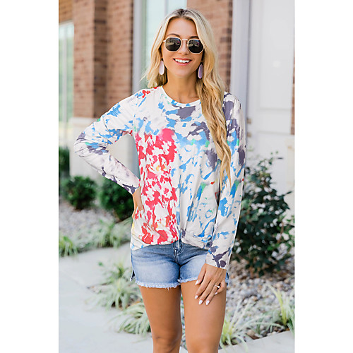 

Women's Pullover Sweatshirt Tie Dye Daily Other Prints Basic Casual Hoodies Sweatshirts Green Rainbow