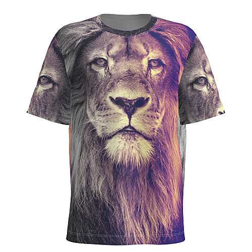 

Men's T shirt 3D Print Graphic Animal Short Sleeve Daily Tops Basic Purple