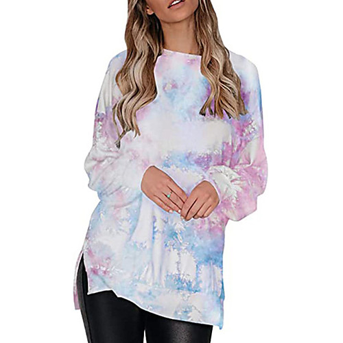 

Women's Pullover Sweatshirt Tie Dye Daily Going out Other Prints Active Basic Hoodies Sweatshirts Loose Blue Khaki Green