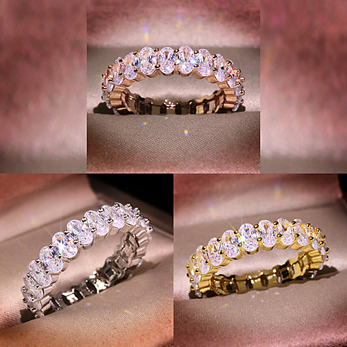 

Band Ring AAA Cubic Zirconia Geometrical Rose Gold Silver Gold Brass Happy Luxury 1pc 6 7 8 9 10 / Women's