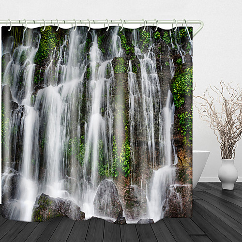 

Mountain Stream Print Waterproof Fabric Shower Curtain for Bathroom Home Decor Covered Bathtub Curtains Liner Includes with Hooks 72 Inch