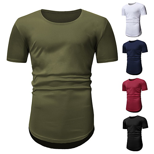 

Men's Unisex T shirt Shirt non-printing Solid Colored Plus Size Short Sleeve Daily Tops Basic Round Neck White Wine Army Green
