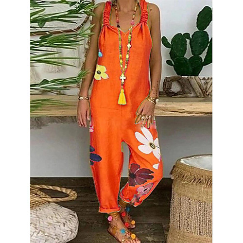 

Women's Basic Black Blue Red Romper Color Block Floral Print