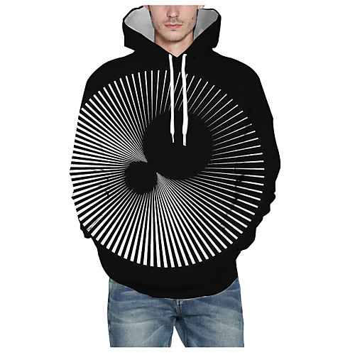 

Men's Pullover Hoodie Sweatshirt Print Graphic 3D Hooded Daily 3D Print Basic Hoodies Sweatshirts Long Sleeve Black