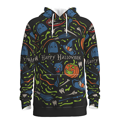 

Men's Pullover Hoodie Sweatshirt Graphic Pumpkin Animal Hooded Halloween Weekend 3D Print Casual Halloween Hoodies Sweatshirts Long Sleeve Black